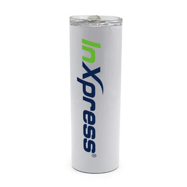 InXpress White tumbler with stainless steel interior